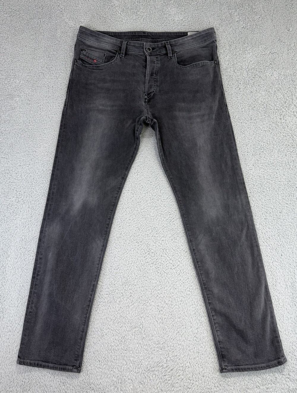 Diesel Buster Wash U822R Jeans Men's 34x30 Regular Slim Tapered Black Button Fly